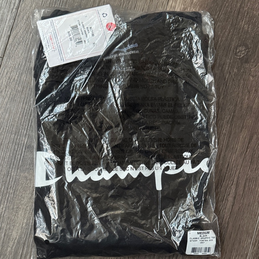 Champion Black Short Sleeve Tee